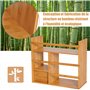 HOMCOM Organiseur de bureau avec tiroirs Bibliothèque multifonctionnel Étagère de Rangement pour Maison École Bureau en Bambou N