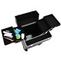 HOMCOM Valise Trolley Maquillage Mallette cosmétique Vanity poignée télescopique réglable 34L x 24l x 52H cm alu. Noir