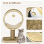 PawHut Arbre à Chat en Cercle avec griffoir en Jute et Jouet de Souris Coussin en Peluche Doux en Panneaux de Particules 40 x 30