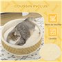 PawHut Panier Rond Chien lit pour Chien canapé pour Animaux sur Pieds Style Cosy Chic Grand Confort Coussin Moelleux intégré Ø 4