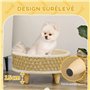 PawHut Panier Rond Chien lit pour Chien canapé pour Animaux sur Pieds Style Cosy Chic Grand Confort Coussin Moelleux intégré Ø 4