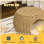 PawHut Niche pour Chat lit pour Chat Panier Chat masion de Chat en résine tresée Imitation rotin Coussin Doux Ø 40 x 30 cm Marro