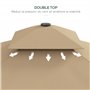 Outsunny Parasol déporté parasol de jardin carré avec pied en croix double toit pour jardin, terrasse, balcon, kaki