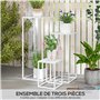 Outsunny Lot de 3 supports pour plantes tabouret à fleurs carré empilables, support pot de fleur en métal pour intérieur et exté