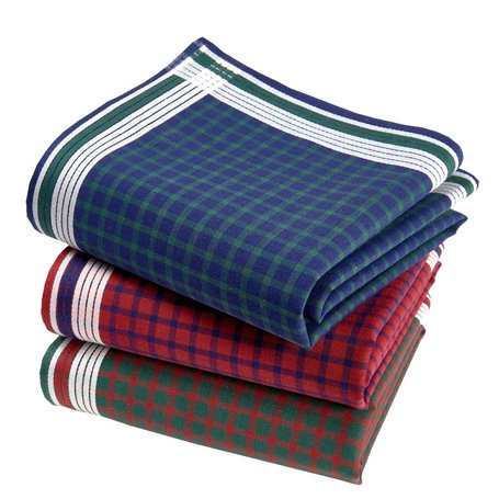 Mouchoirs Tissu Homme Premium 100% Coton Peigné - 45cm x 45cm - 3 Pièces - Modèle A15