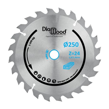 Lame de scie circulaire HM débit D. 250 x Al. 30 x ép. 2