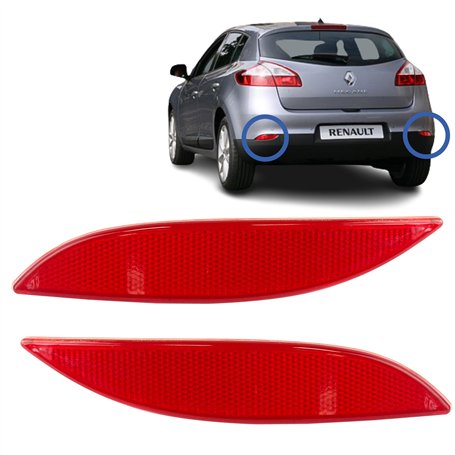 2 catadioptres compatibles pour Megane 3 (5 portes) et Fluence (2012-2020) réflecteurs arrière gauche + droit | Pare-chocs arriè
