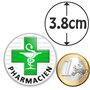 Badgmania Badge Magnétique 3.8cm Caducée Esculape Croix Verte Pharmacie Pharmacien