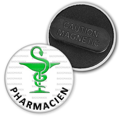 Badgmania Badge Magnétique 3.8cm Caducée Esculape Pharmacie Pharmacien