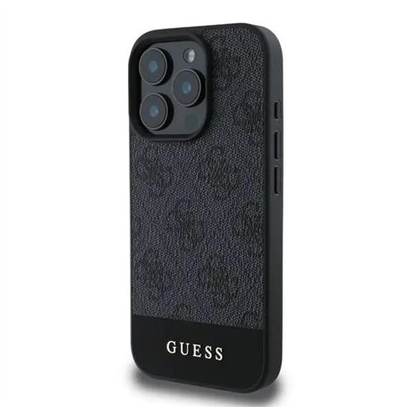 CG MOBILE Guess Coque Rigide en Cuir PU 4G avec Bande inférieure pour iPhone 16 Pro Max