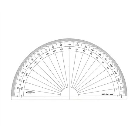 GRAPHOPLEX Rapporteur 1/2 cercle 16cm grades Transparent