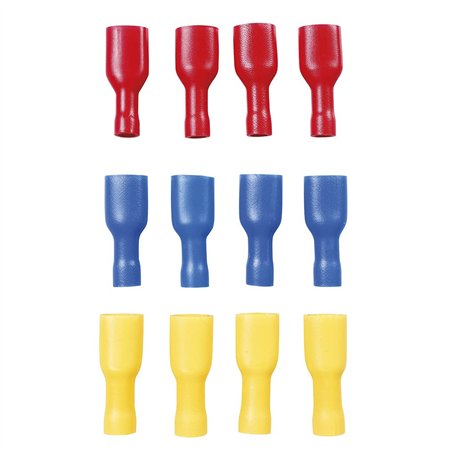 OROK - Coffret de 12 cosses électriques pour Voiture - Lot de 12 cosses Plate Femelle isolée - ⌀ 6.3mm - Rouge