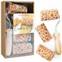SCRAP COOKING - Kit Cookie Roll avec 3 Mini Rouleaux à Pâtisserie en Bois avec Motifs - Décos Empreintes Gravées en Relief - Mou