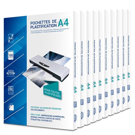 Texet 1000 Pochettes de plastification A4 2 x 75 Microns par face soit 150 Microns