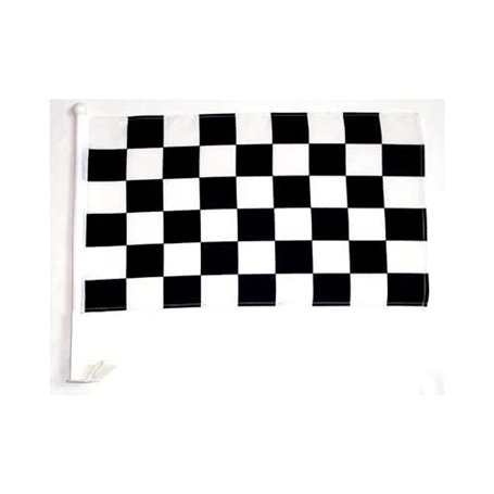 AZ FLAG - Drapeau Damier noir et blanc Pour Décoration Voiture Avec Attaches En PVC Et Système d'Accroche - Car Flag À Damiers -