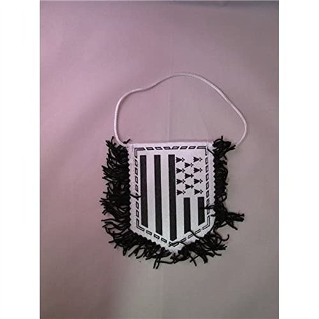 AZ FLAG - Fanion Bretagne pour Décoration Voiture Double Face avec Cordelettes - Mini Drapeau Breton - France - 13x10 cm