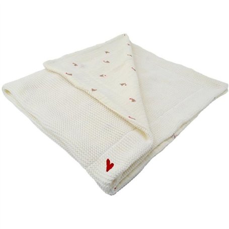 Couverture double face - DOMIVA - Maternity Love - 75 x 100 cm - Grosse maille et mousseline