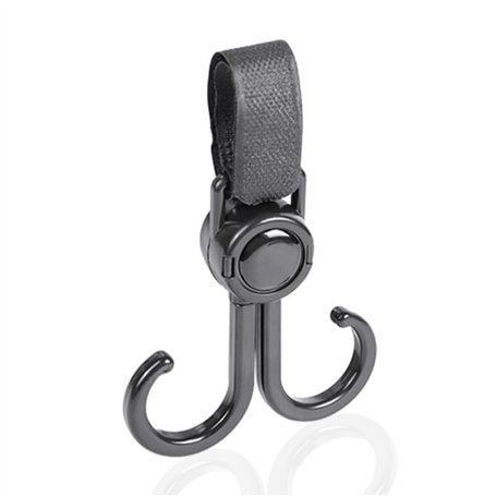 PARENCE.- Crochet Double pour Poussette - Porte Sacs Universel avec Accroche Velcro - Accessoire Pratique pour Poussette