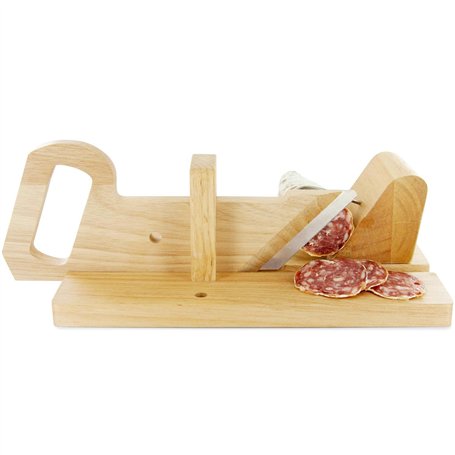 Trancheuse Guillotine à Saucisson en Bois avec Lame en Inox et Goupille de Sécurité - Charcuterie
