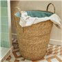 Box and beyond - Panier à linge - 40 x 40 x 50 cm - Jonc de Mer Tressé Bleu - Panier Rangement - Pratique et Décoratif