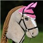 Hobby Horse Ensemble d'accessoires Licol moumoute Rose avec Longe et Bonnet Anti-Insectes Rose pour activité de Hobby Horsing.