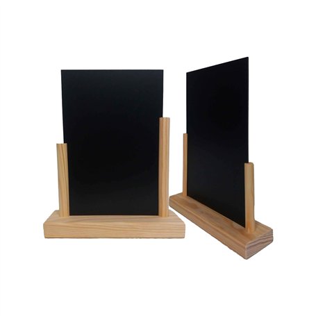 Porte menu de table en bois brut avec ardoise format A5 - Lot de 2 - Fabrication française