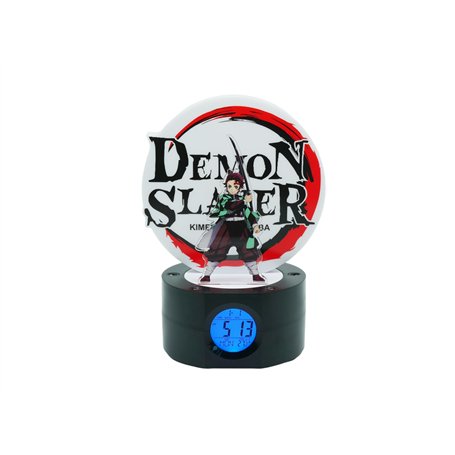 TEKNOFUN - - Licence Officiel Demon Slayer - Réveil Lumineux TANJIRO 20 cm - 2 Modes d'éclairage - Fonctionne avec 3 x AAA/Câble