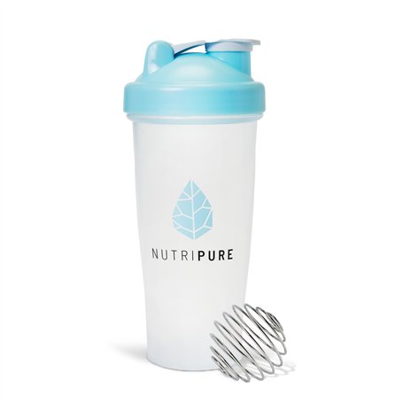 Nutripure | Shaker Proteine Inox | Transparent | Bouteille Shaker Sport avec Boule Inox | Mélange Homogène et Facile à Nettoyer