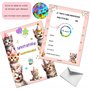 STUDIO MANALI 12 cartes invitation anniversaire à gratter enfant fille et garçon - 12 enveloppes - 12 stickers - theme CHATS