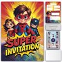 Lola et Louis (L&L) 10 Cartes Invitation Enfants avec Enveloppes pour fille et garçon • MESSAGE SECRET À GRATTER • Thème Super-H