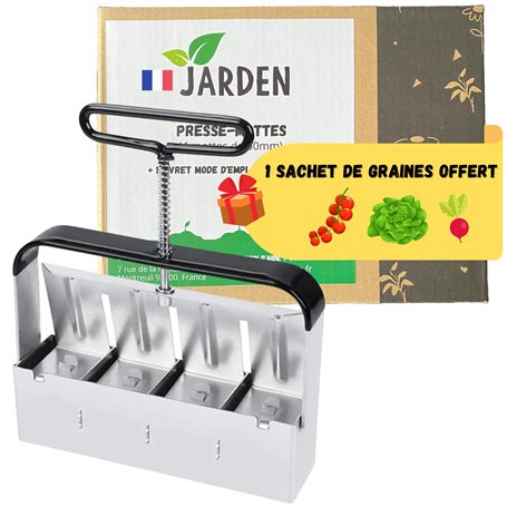 JARDEN® Presse-mottes Manuel pour Semis Professionnel - 4 Mottes Carré de 5x5 cm - Outil de Jardinage Inoxydable en Acier pour P