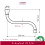 Schläfer 400305 - Bec de Robinet Mural Universel, Bec chromé en forme de S - Pour robinetterie murale - Longueur : 150 mm - Racc