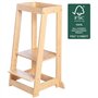 Tour d'apprentissage Montessori - ROBA - Bambou Certifié FSC - Réglable sur 3 niveaux de hauteur - Jusqu'a 80 Kg - Naturel