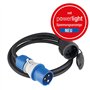 as - Schwabe Câble adaptateur CEE de camping 1,5 m – Fiche CEE 3 broches avec indicateur de tension powerlight + prise de terre 