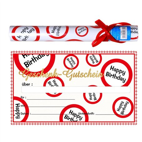 Chèque cadeau géant « Happy Birthday » dans un tube en carton