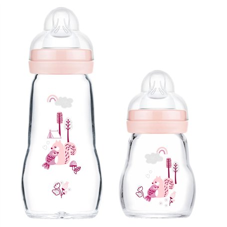 MAM Baby Biberons en Verre Lot de 2 Feel Good dès la Naissance 170 ml & 260 ml