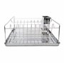 Relaxdays Égouttoir à Vaisselle en acier inoxydable chromé avec bac de récupération d'eau et porte couverts 33 x 48 x 12 cm pani