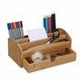 Relaxdays Distributeur de bureau 4 compartiments 1 tiroir porte-crayons bloc-notes organiseur fournitures HxlxP: 11 x 27