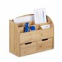 Relaxdays 10020336 Organiseur de bureau bambou distributeur de bureau 6 compartiments 2 tiroirs HxlxP: 25