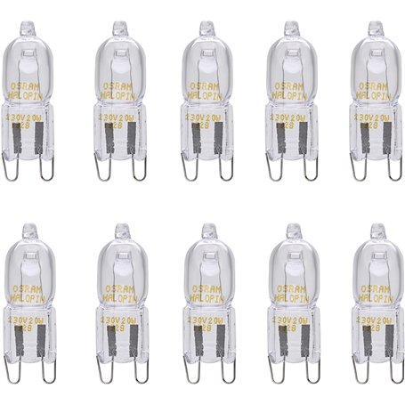 Osram Halopin 66733 AC35305 Lot de 10 Ampoules Lampes Halogènes G9 à intensité variable Blanc chaud 33 W 230 V 460 lm