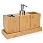Navaris Set Accessoires Salle de Bain - 4X Accessoire pour Salle de Bain en Bambou - Porte-Brosse à dent - Distributeur de Savon