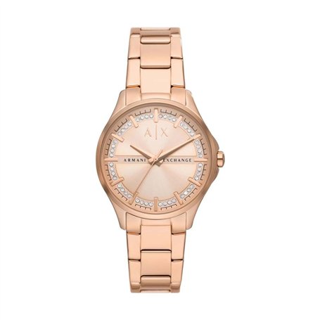 Armani Exchange - Montre Trois Aiguilles en Acier Inoxydable Ton Or Rose pour Femme