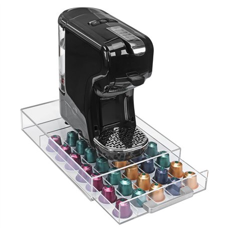 Navaris Distributeur de Capsules Café - Tiroir Rangement Capsule Cafe Transparent Compatible avec Nespresso - Porte Capsule Orga