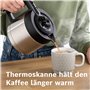 Bosch Styline TKA8A054 Cafetière filtre en acier inoxydable 1,1 l pour 8 à 12 tasses, réservoir d'eau amovible, système anti-gou