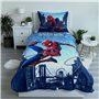 Marvel Spiderman Parure de lit réversible pour 140 x 200 cm - 70 x 90 cm - Bleu araignée