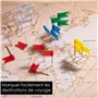 OfficeTree Lot de 200 epingles Drapeau en 5 Coloris Assortis - parfaites pour Marque des Cartes/Cartes du Monde/Tableaux - avec 