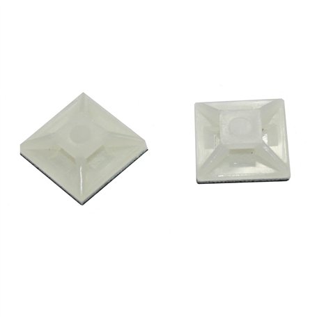 100x Douille adhésive pour Attache de câble 28x28mm Blanc naturel Auto-adhésif