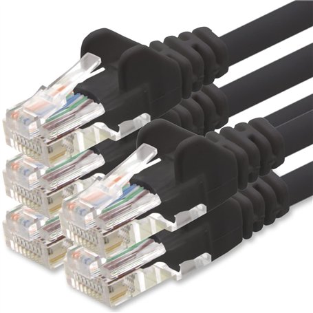 1aTTack.de Câble Réseau Cat6 Cat 6-5x 10m - RJ45 Ethernet LAN DSL Routeur Modem - Noir