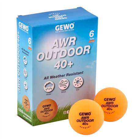 GEWO AWR Outdoor 40+ Lot de 6 balles de Tennis de Table en Plastique hydrofuges pour l'extérieur - Qualité supérieure - Résistan