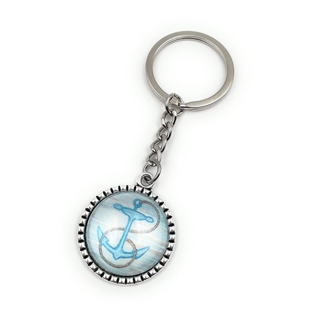 Onwomania Porte-clés Pendentif Ancre Corde Bleu Keis en métal Bleu